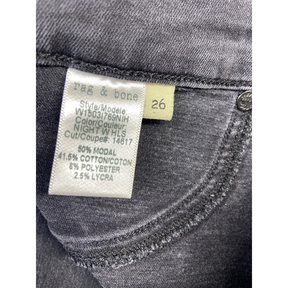 Rag And Bone Womens Jeans 26x28 Black Jean Distressed Skinny Legging Frayed Hem - Picture 9 of 12